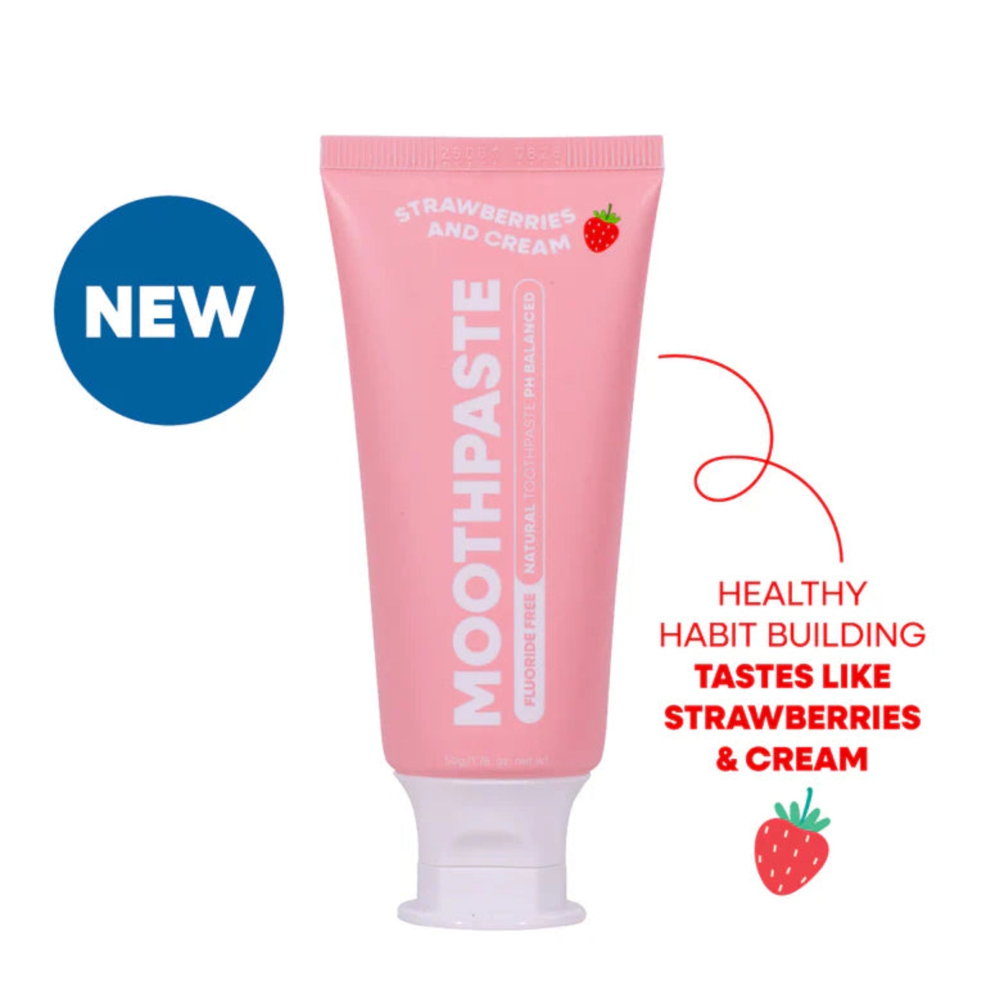 Moogoo Kids Moothpaste Fluoride Free - 50g, Strawberry Cream Scented