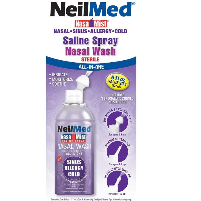 NeilMed Naspira NasaMist All-In-One Saline Spray Nasal Wash 177mL