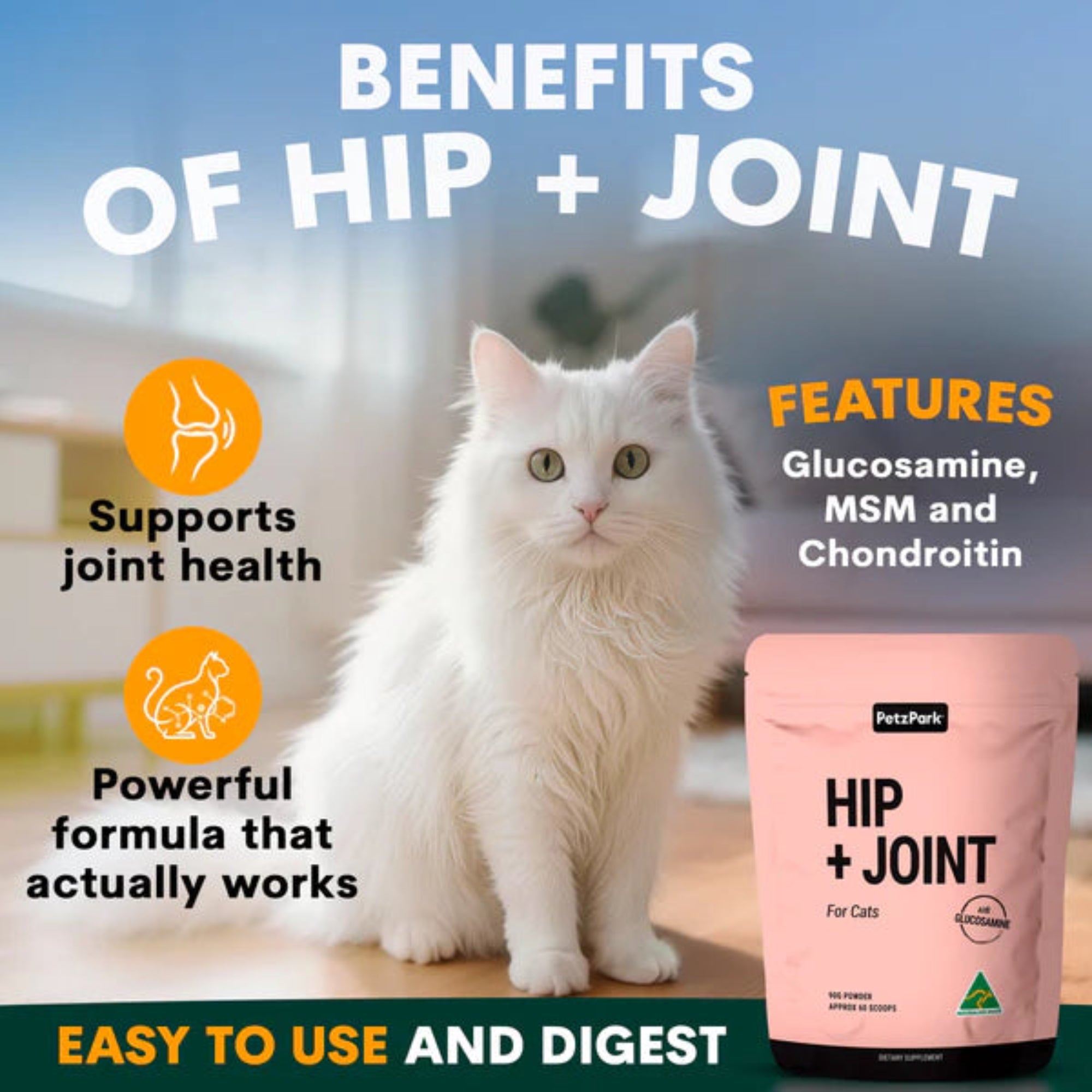 Petz Park Hip + Joint for Cats - 60 Scoops