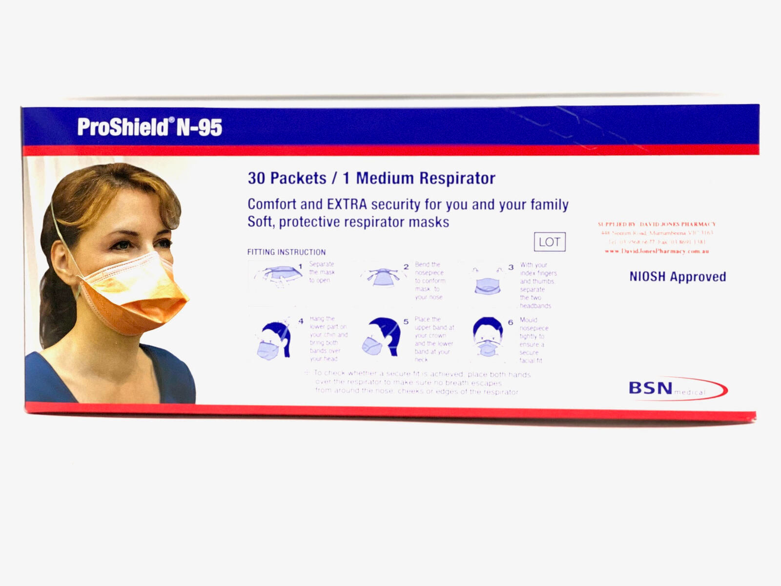 ProShield N95 Face Mask 30 Pack - Medium