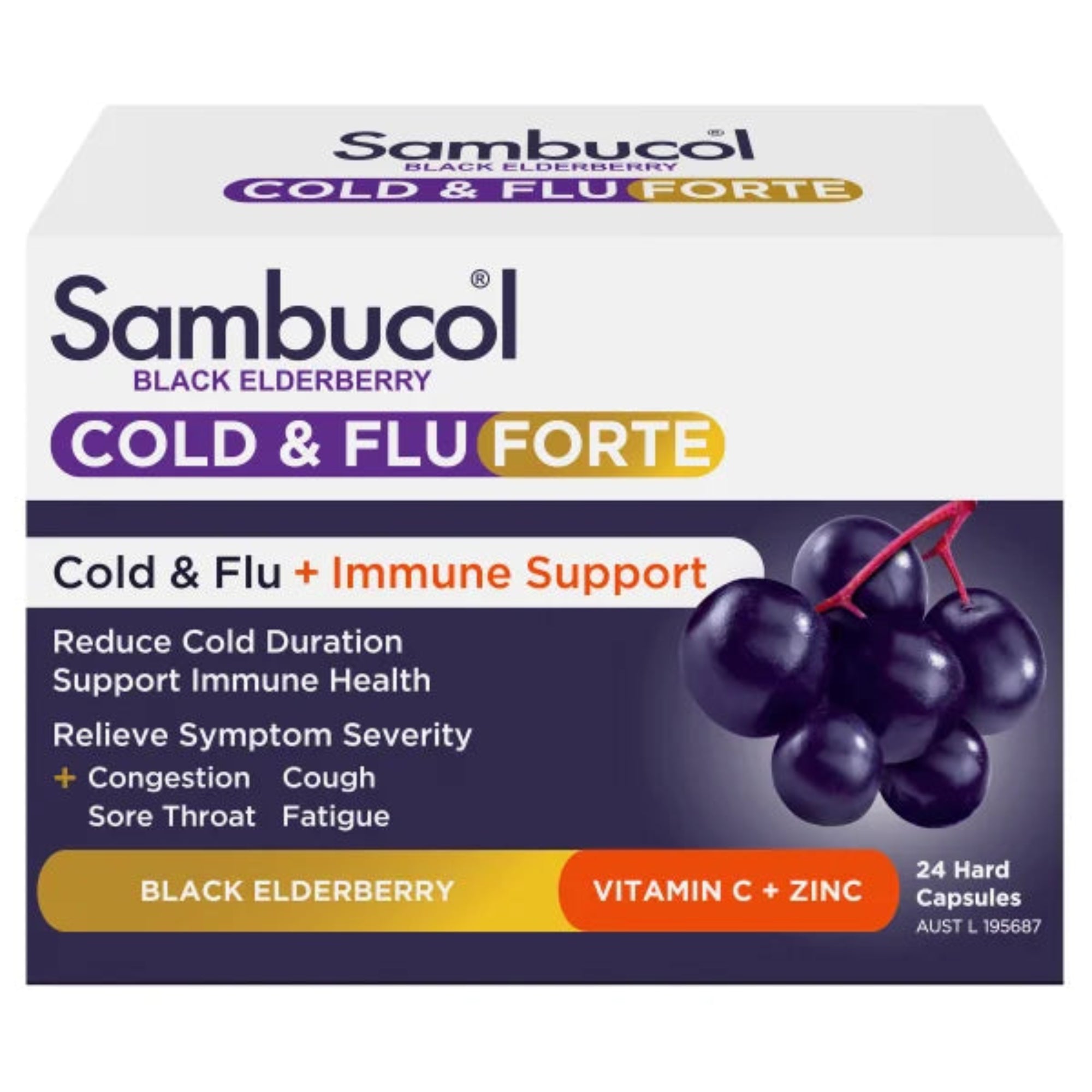 Sambucol Black Elderberry Cold & Flu Forte - 24 Capsules