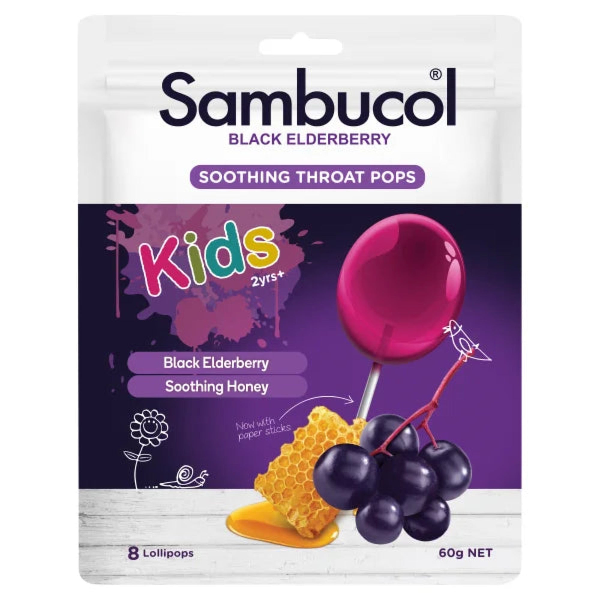 Sambucol Black Elderberry Soothing Throat Pops - 8 Pops