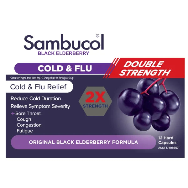 Sambucol Double Strength Cold & Flu - 12 Capsules