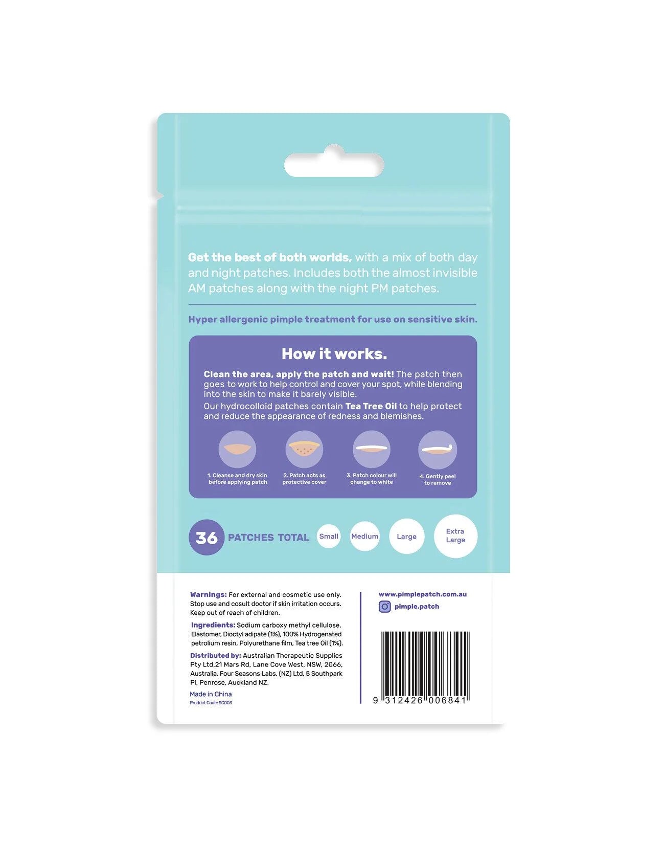 Skin Control Pimple Patch AM + PM - 36 Pack