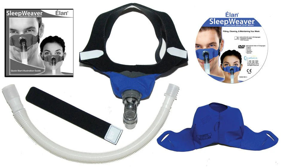 SleepWeaver® Élan® Nasal Mask Starter Kit - Blue (Small, Regular & Large Cushions Included)