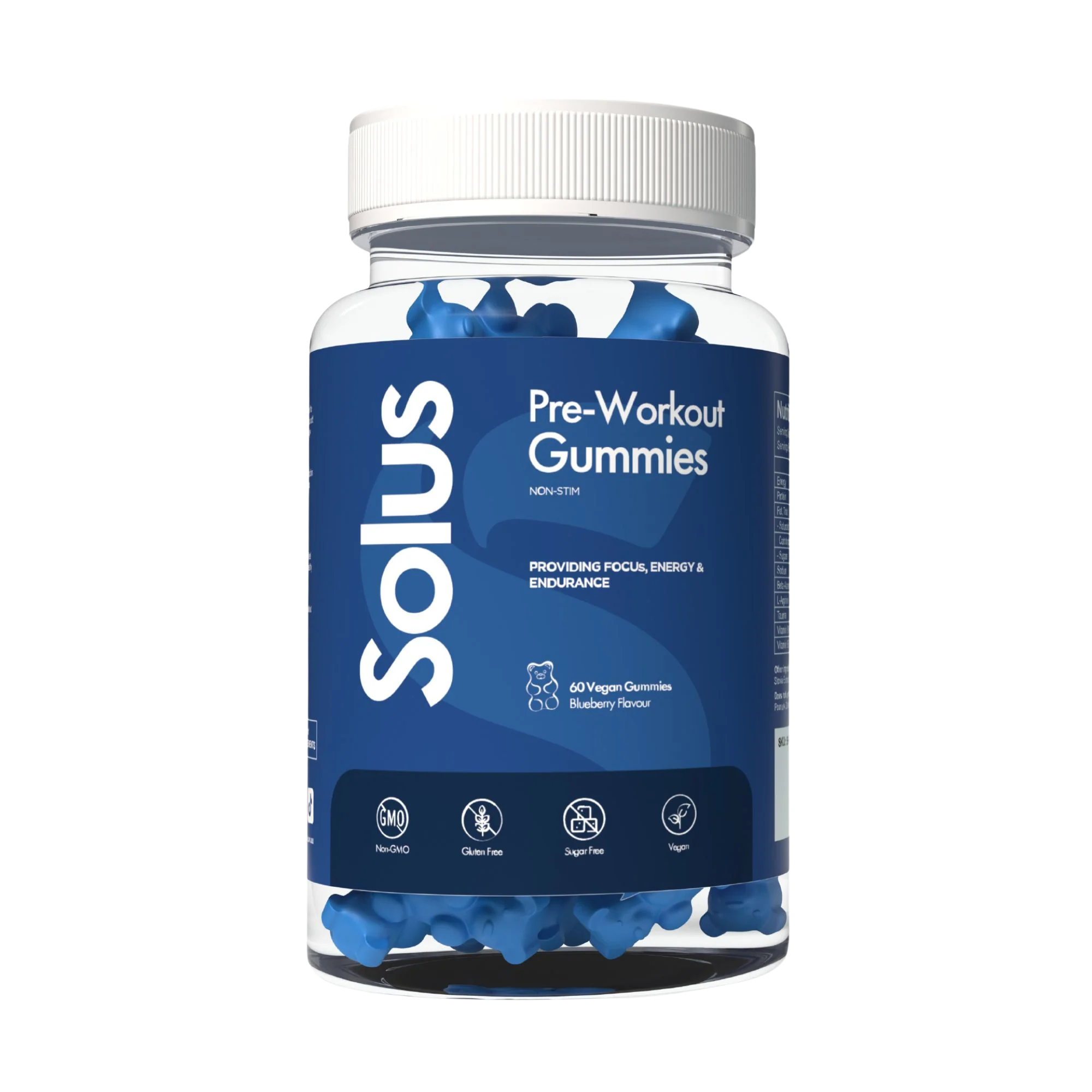 Solus Non Stim Pre-Workout 60 Vegan Gummies - Blueberry Flavour