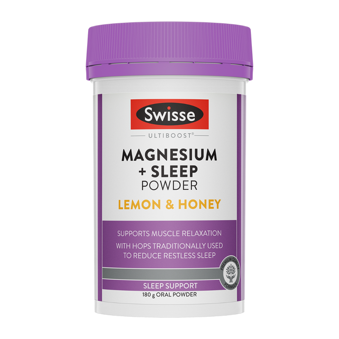 Swisse Ultiboost Magnesium + Sleep Powder - Lemon & Honey Flavour, 180g
