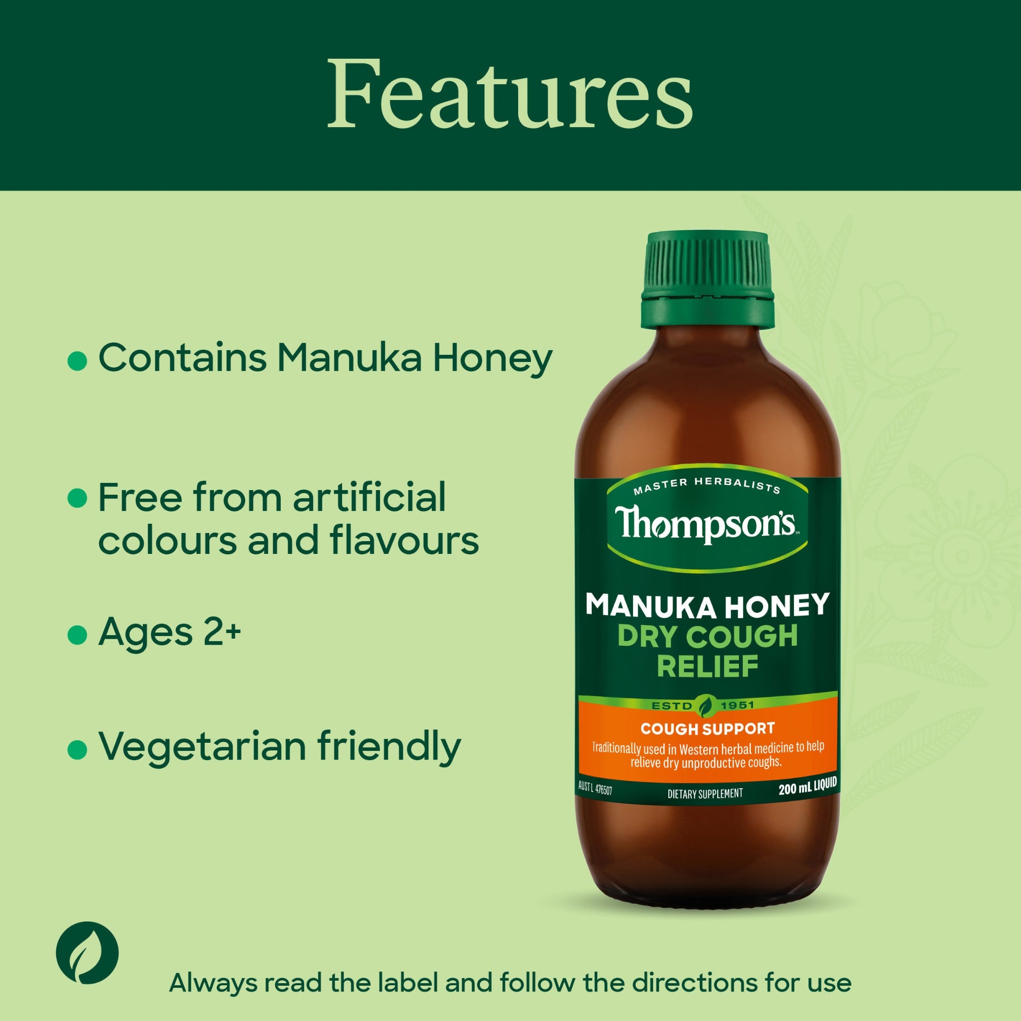 Thompson's Manuka Honey Dry Cough Relief - 200mL