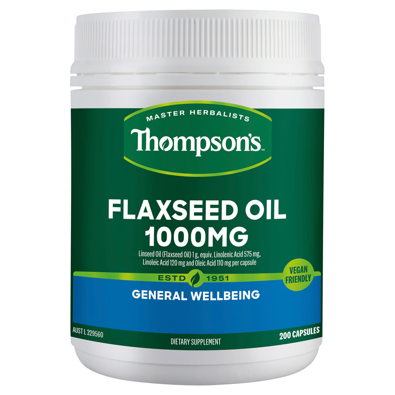 Thompsons Flaxseed Oil 1000mg 200 Vegi-Caps