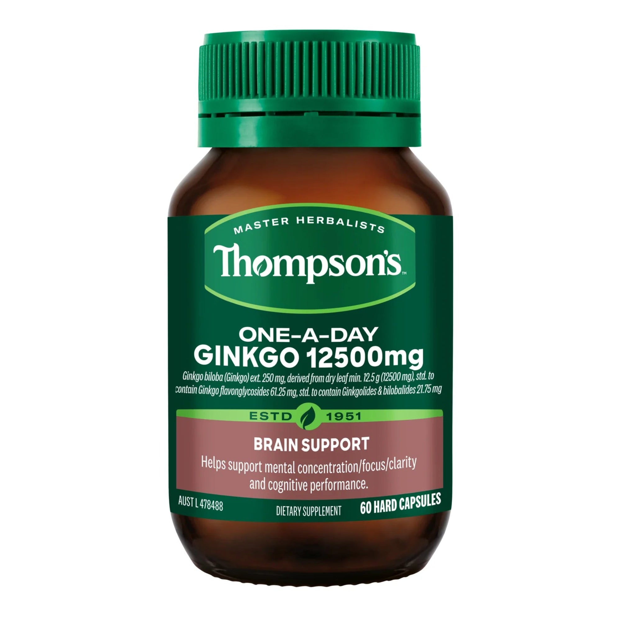 Thompsons One-a-day Ginkgo Biloba 12500mg - 60 Capsules