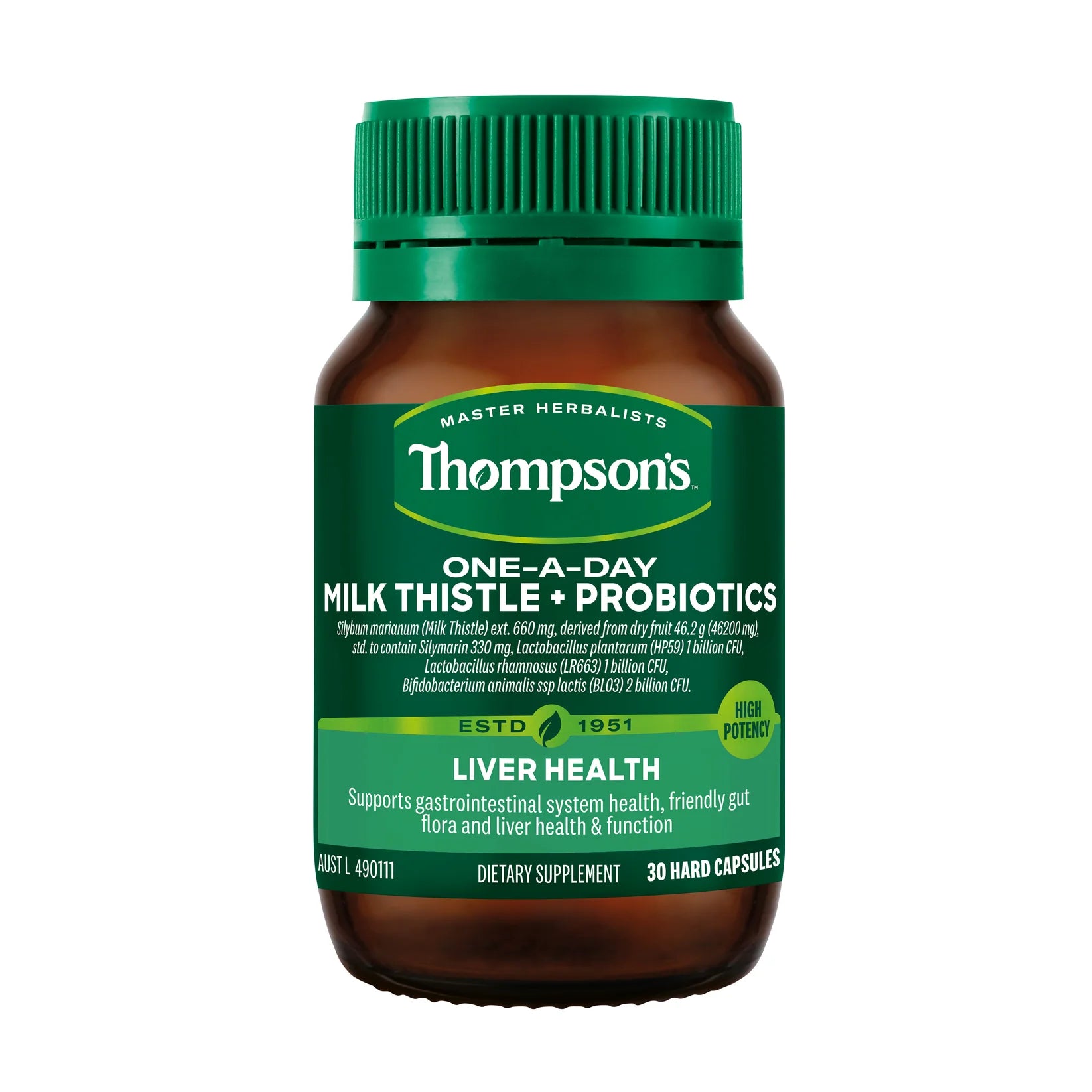 Thompsons One-a-day Milk Thistle + Probiotics - 30 Capsules