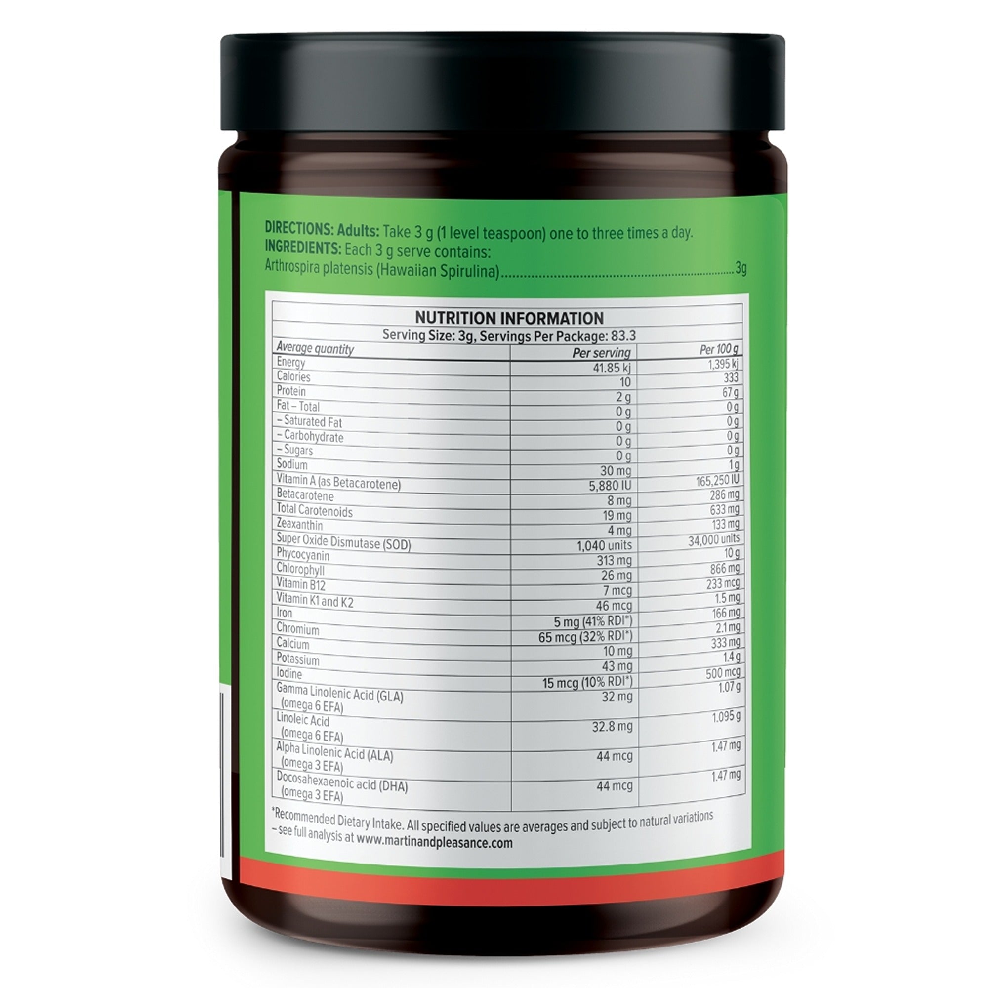 Vital Hawaiian Pacifica Spirulina Powder 250g