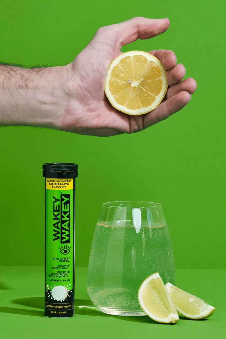 Wakey Wakey Caffeine Effervescent Lemon & Lime Flavour 20 Tablets