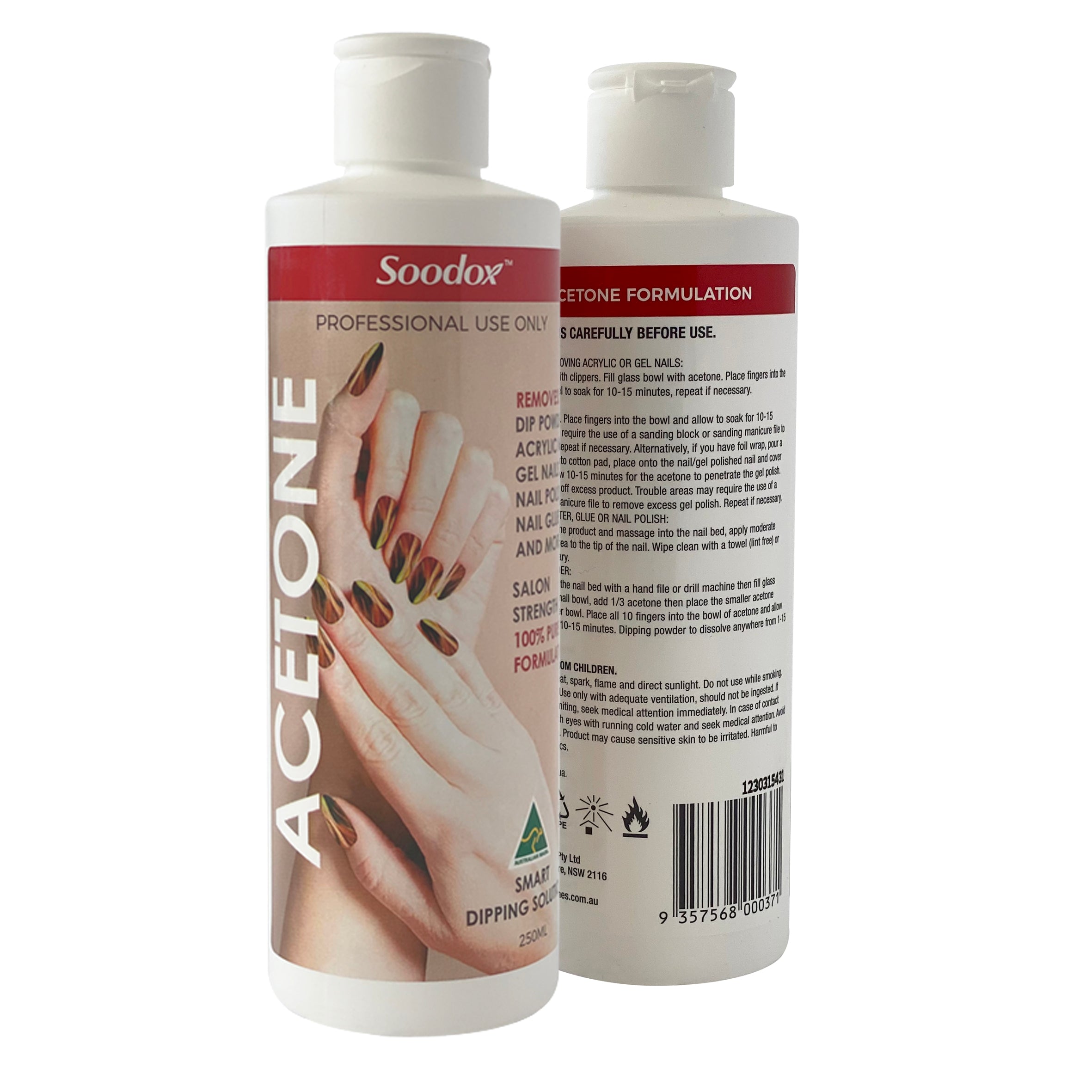 Soodox Gel Acrylic Nail Polish Soak Off Remover Acetone 250mL