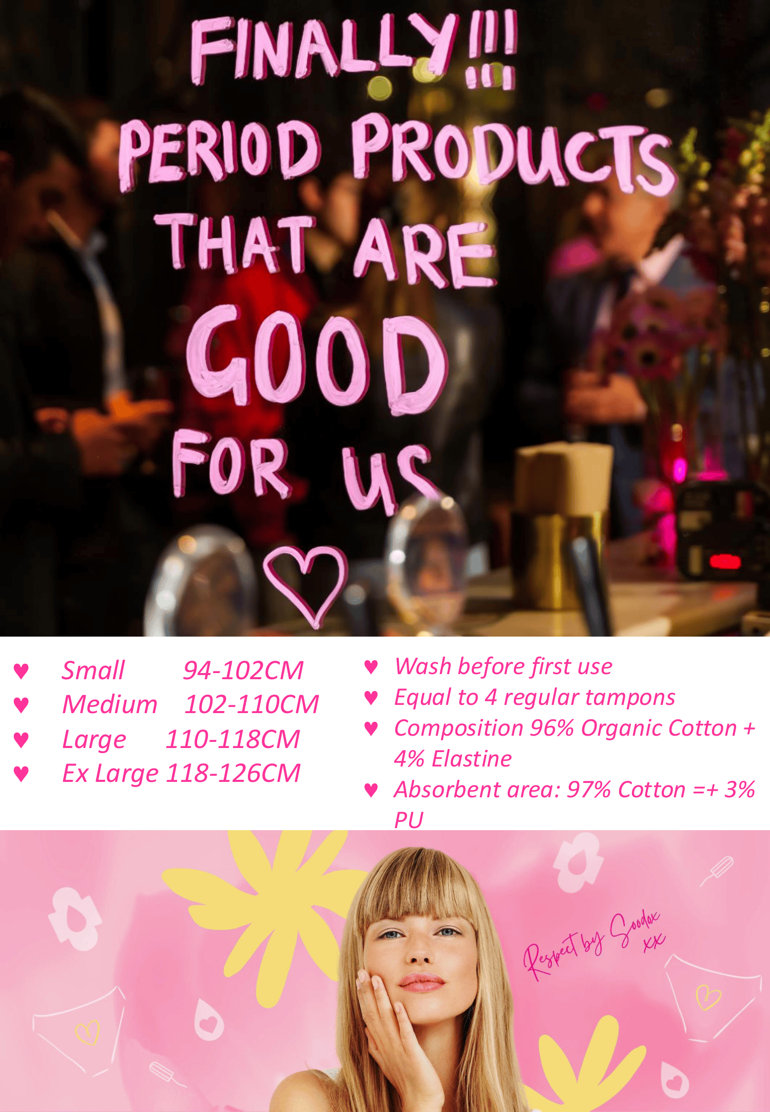 Soodox™ Organic Period Cotton Undies - Large (Clearance Stock)