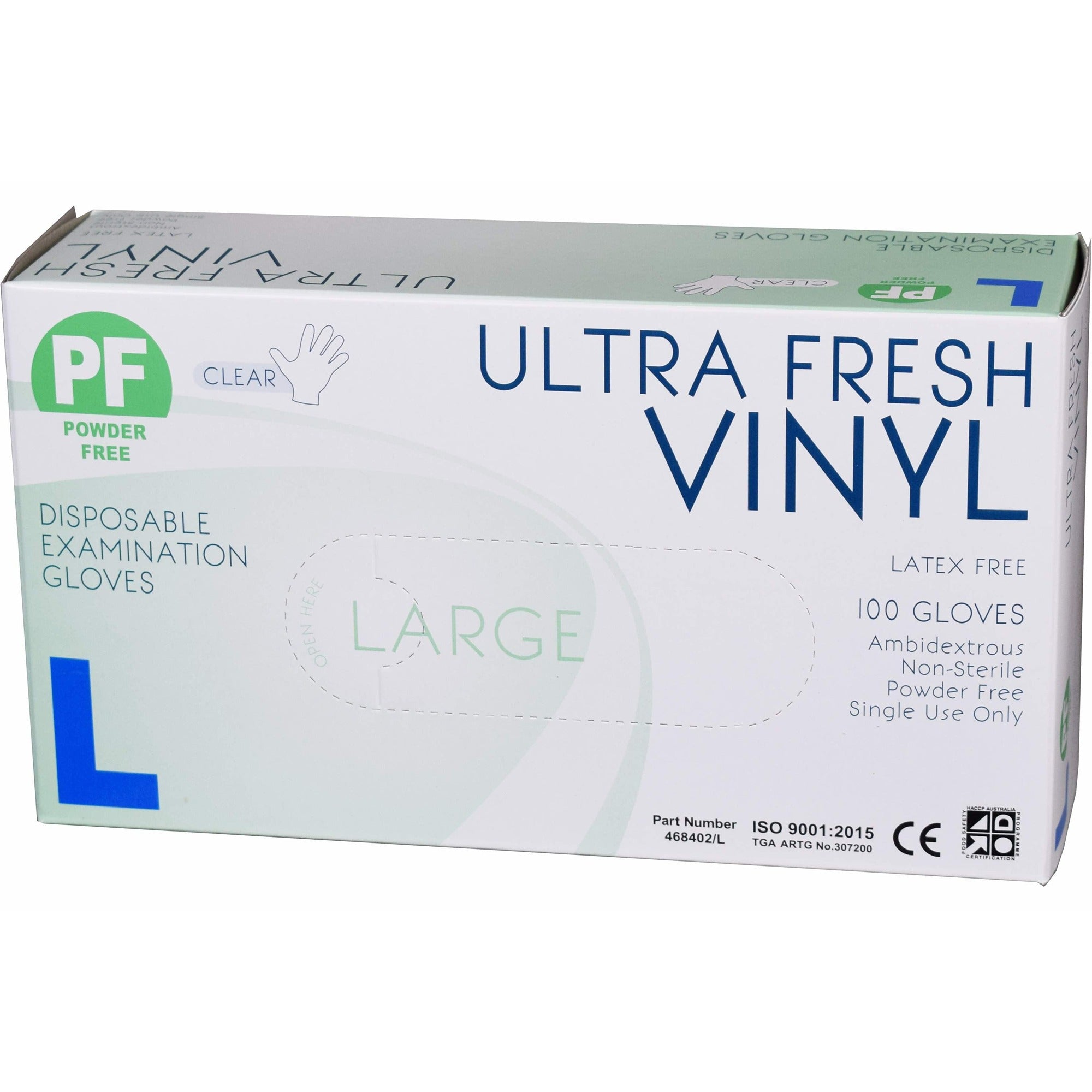 Gloves Ultra Fresh Clear Vinyl P/F Large Box of 100