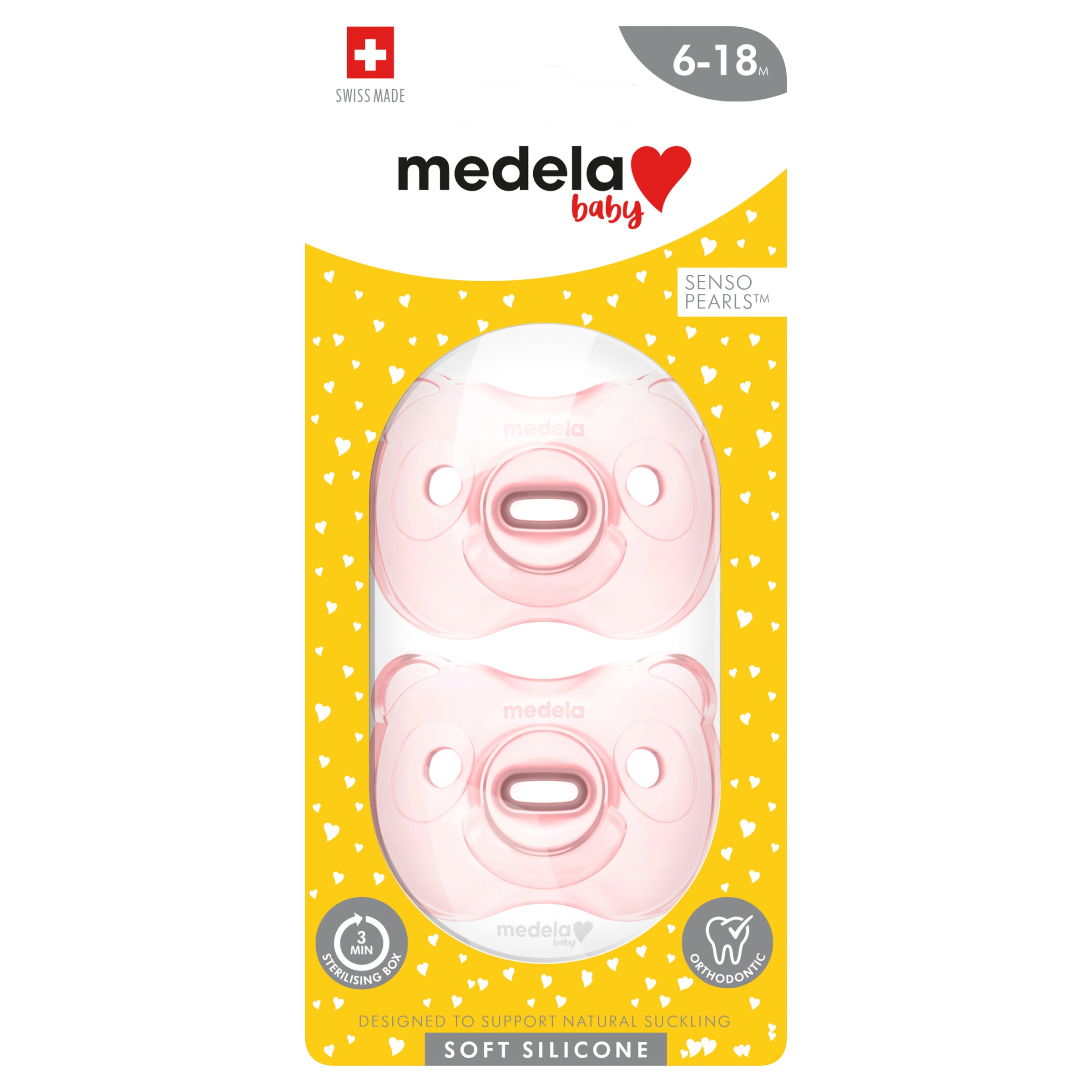 Medela Soother Plus with Steribox Soft Silicone Duo Pink 6-18 Months